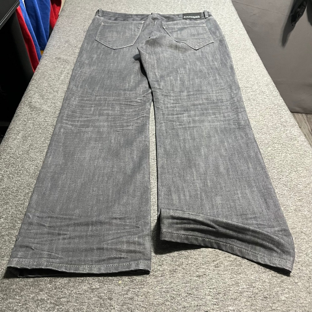 Express Blake Loose Fit Boot Cut Gray Jeans Mens 34x34 Relaxed Denim Pants